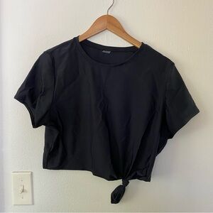 Old Navy Black Knot-Front Crop Top